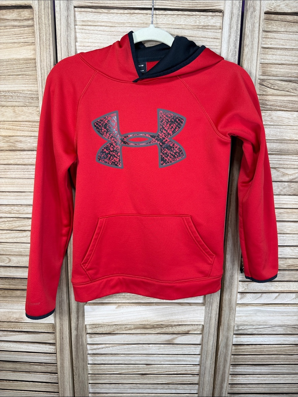 Under Armour Red Youth Hoodie with Black Logo Detail Youth M